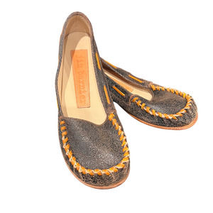 Jim Barnier Womens Black Oil Size 10 Molly Moccasin Distress Leather Free People